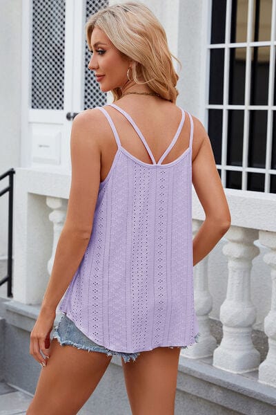 Trendsi Eyelet Scoop Neck Spaghetti Strap Cami Eyelet Scoop Neck Spaghetti Strap Cami