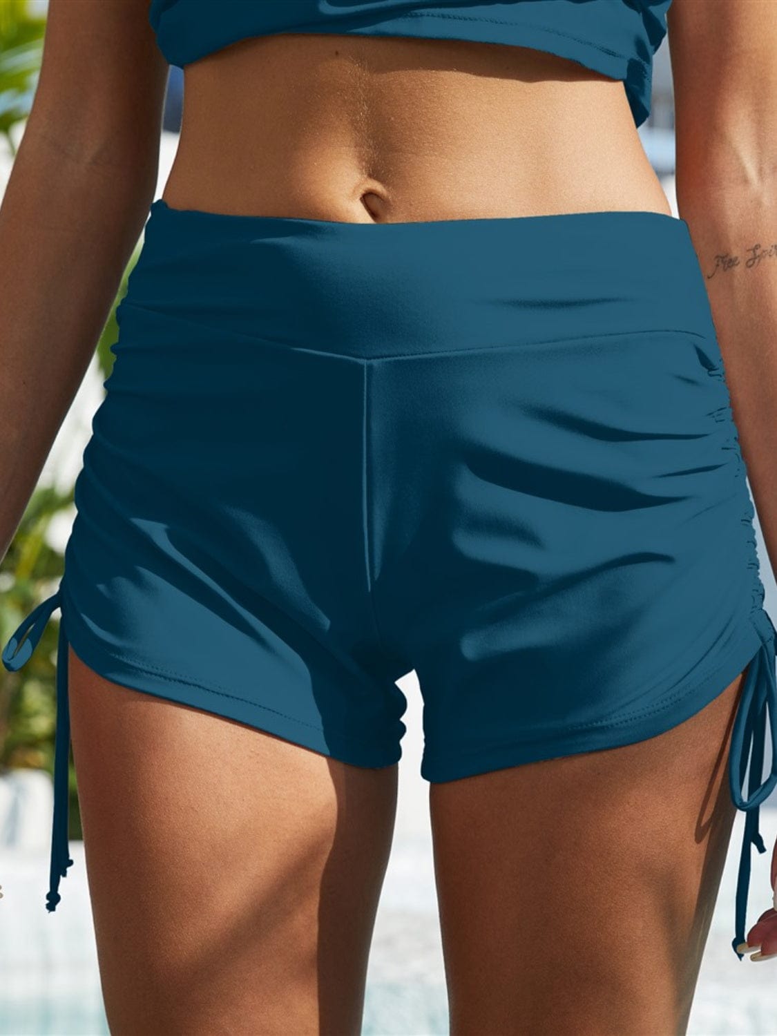 Trendsi French Blue / S Drawstring Mid-Rise Waist Swim Shorts Drawstring Mid-Rise Waist Swim Shorts