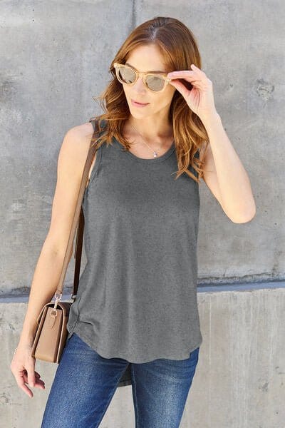 Trendsi Heather Gray / S Basic Bae Full Size Round Neck Tank Basic Bae Full Size Round Neck Tank