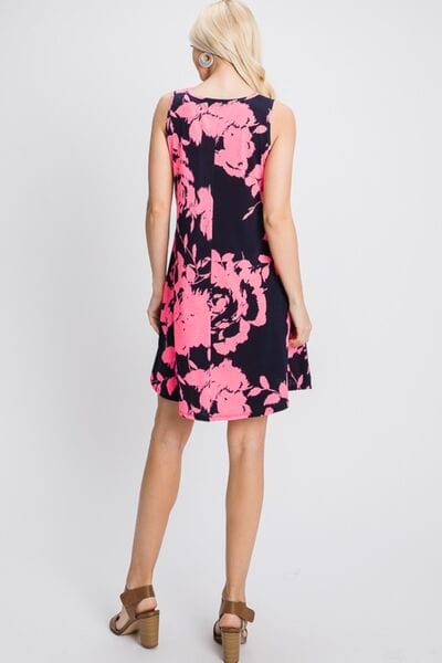 Trendsi Heimish Full Size Floral V-Neck Tank Dress with Pockets Heimish Full Size Floral V-Neck Tank Dress with Pockets