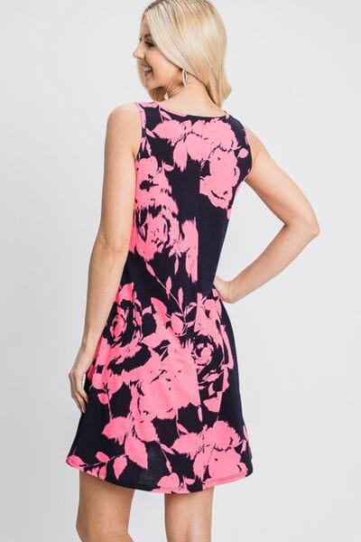 Trendsi Heimish Full Size Floral V-Neck Tank Dress with Pockets Heimish Full Size Floral V-Neck Tank Dress with Pockets