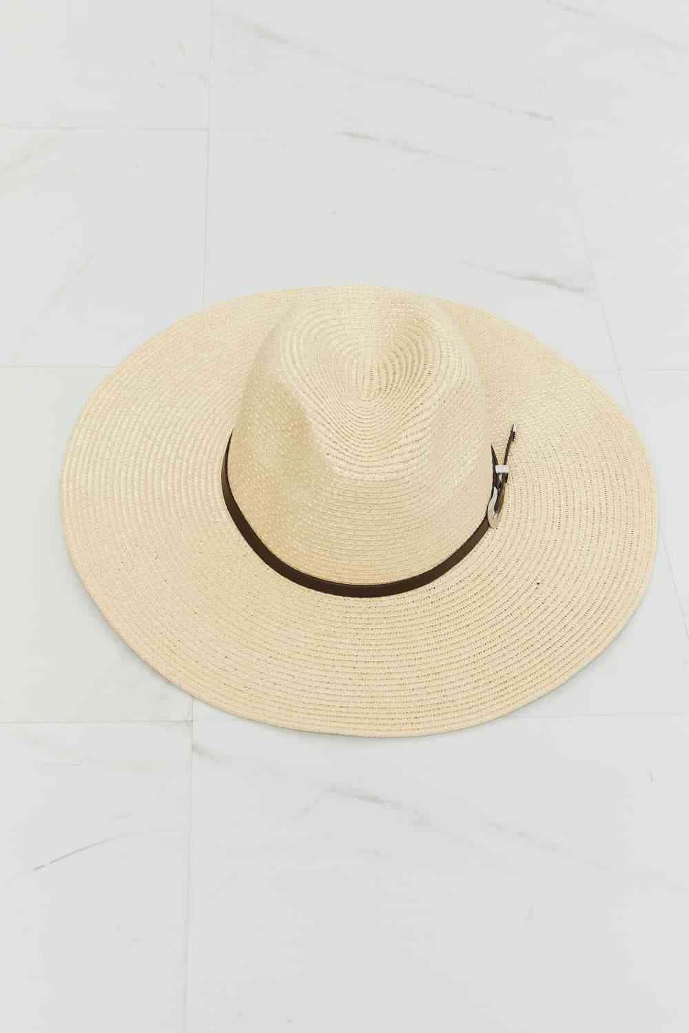 Trendsi Ivory / One Size Fame Boho Summer Straw Fedora Hat Fame Boho Summer Straw Fedora Hat