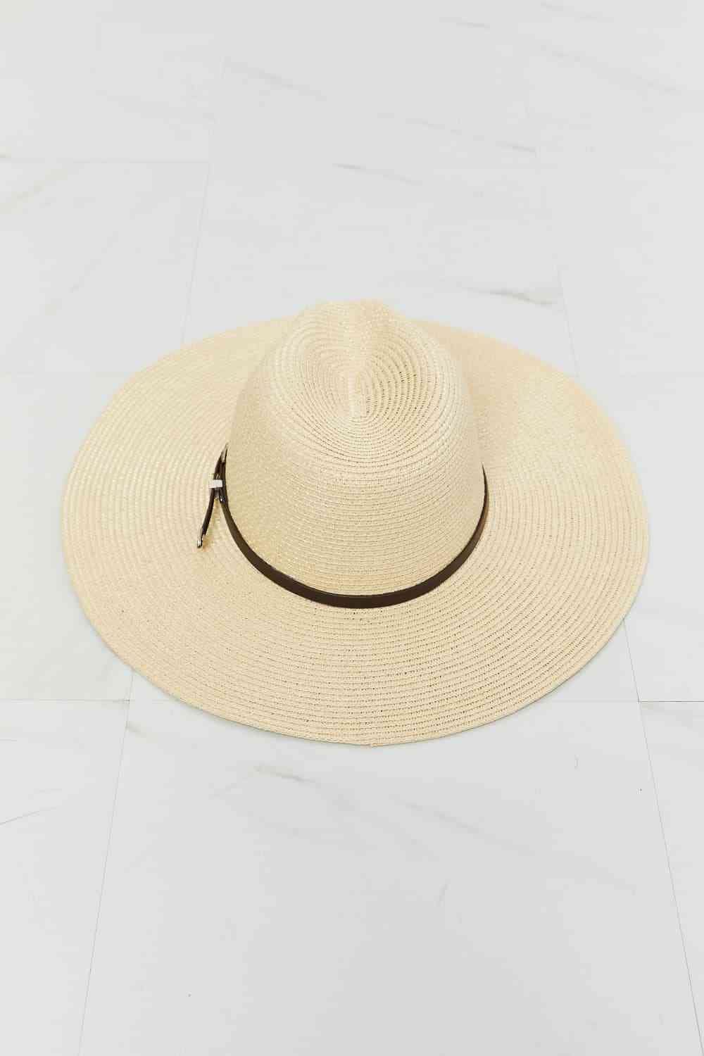 Trendsi Ivory / One Size Fame Boho Summer Straw Fedora Hat Fame Boho Summer Straw Fedora Hat