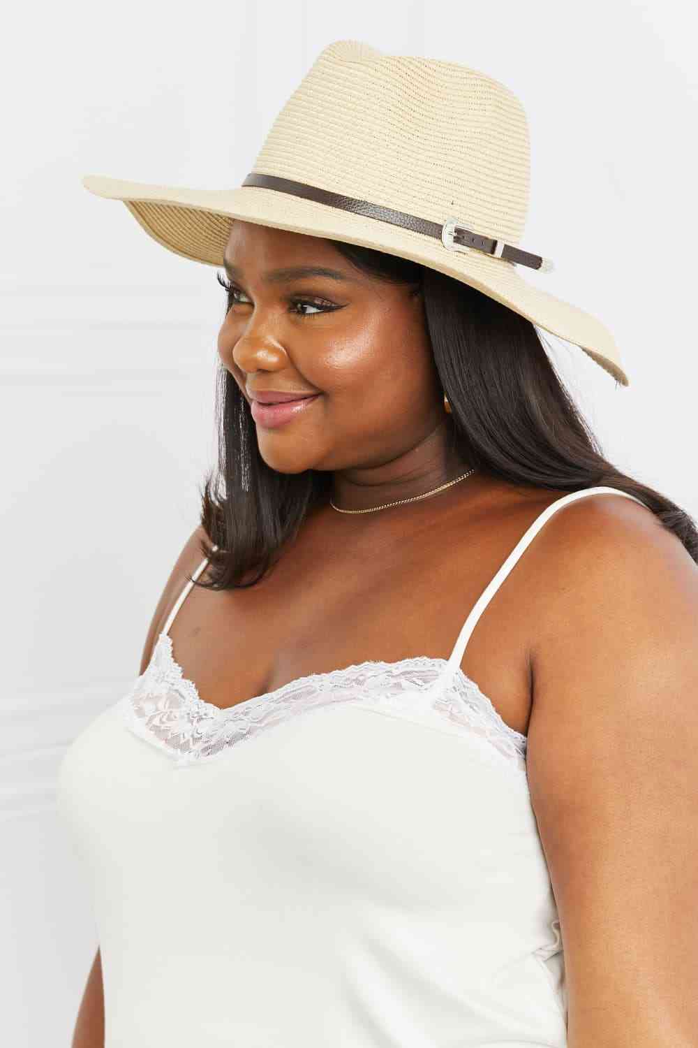 Trendsi Ivory / One Size Fame Boho Summer Straw Fedora Hat Fame Boho Summer Straw Fedora Hat