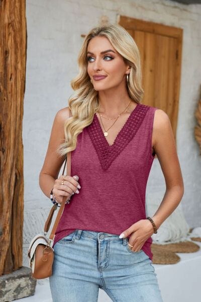 Trendsi Lace Detail V-Neck Tank Lace Detail V-Neck Tank