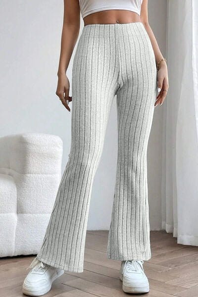 Trendsi Light Gray / S Ribbed High Waist Flare Pants Ribbed High Waist Flare Pants