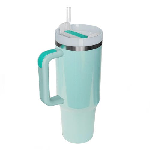 Trendsi Mint Blue / One Size Stainless Steel Tumbler with Handle and Straw Stainless Steel Tumbler with Handle and Straw
