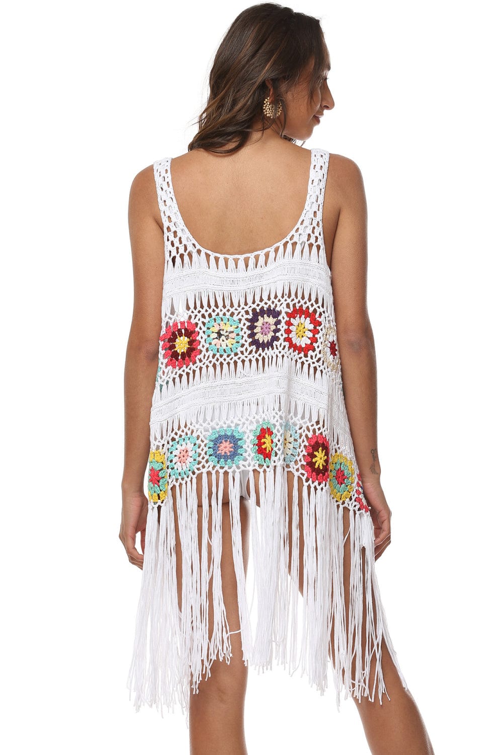 Trendsi Openwork Fringe Detail Embroidery Sleeveless Cover-Up Openwork Fringe Detail Embroidery Sleeveless Cover-Up