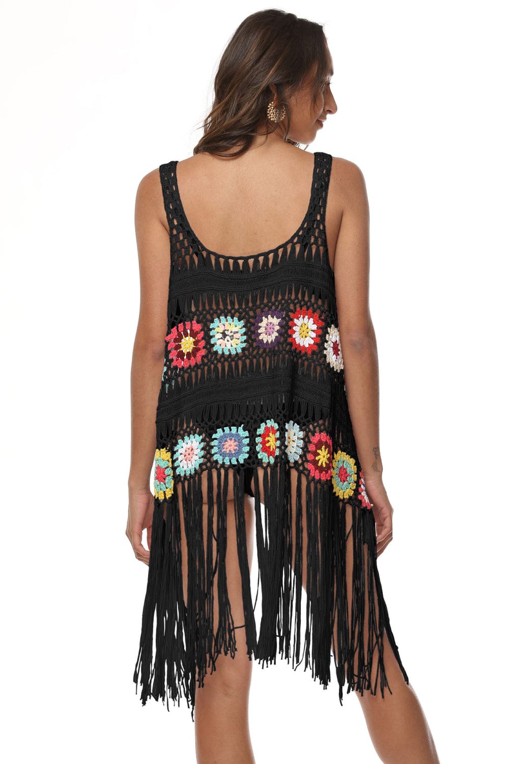 Trendsi Openwork Fringe Detail Embroidery Sleeveless Cover-Up Openwork Fringe Detail Embroidery Sleeveless Cover-Up