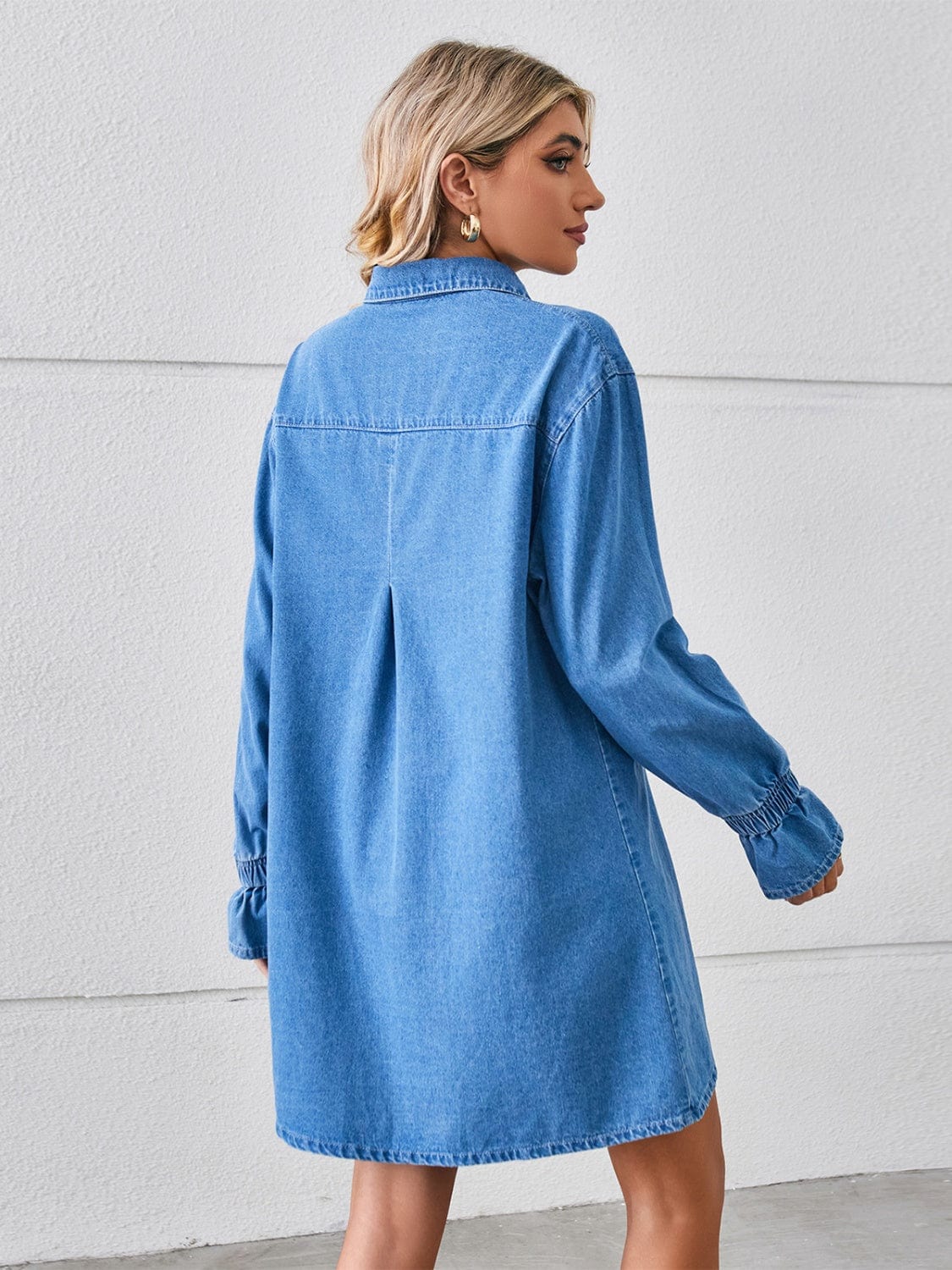 Trendsi Pocketed Dropped Shoulder Mini Denim Dress Pocketed Dropped Shoulder Mini Denim Dress