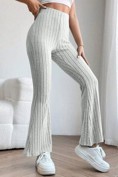 Trendsi Ribbed High Waist Flare Pants Ribbed High Waist Flare Pants