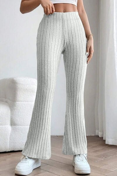 Trendsi Ribbed High Waist Flare Pants Ribbed High Waist Flare Pants