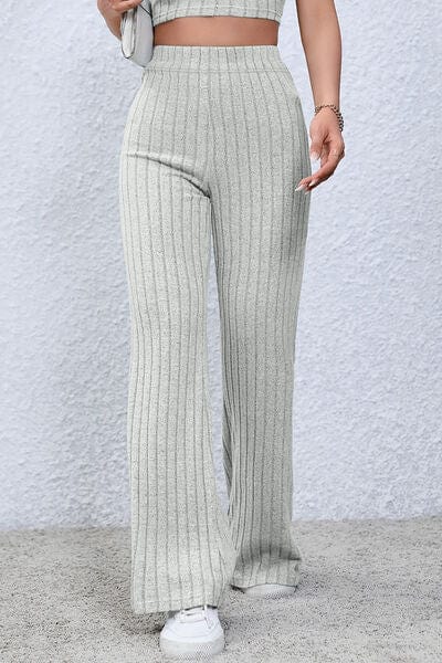 Trendsi Ribbed High Waist Flare Pants Ribbed High Waist Flare Pants