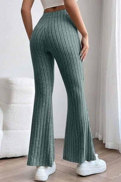 Trendsi Ribbed High Waist Flare Pants Ribbed High Waist Flare Pants