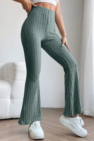 Trendsi Ribbed High Waist Flare Pants Ribbed High Waist Flare Pants