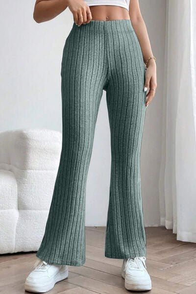 Trendsi Ribbed High Waist Flare Pants Ribbed High Waist Flare Pants