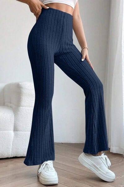 Trendsi Ribbed High Waist Flare Pants Ribbed High Waist Flare Pants