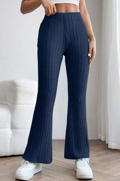 Trendsi Ribbed High Waist Flare Pants Ribbed High Waist Flare Pants