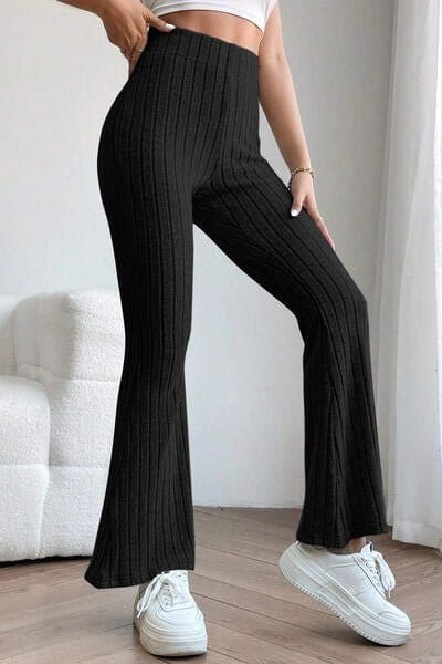 Trendsi Ribbed High Waist Flare Pants Ribbed High Waist Flare Pants