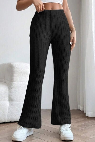 Trendsi Ribbed High Waist Flare Pants Ribbed High Waist Flare Pants