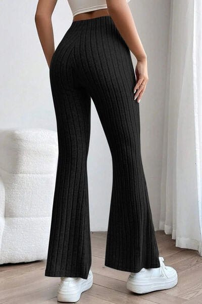 Trendsi Ribbed High Waist Flare Pants Ribbed High Waist Flare Pants