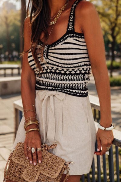 Trendsi Tied Linen Blend Shorts with Pockets Tied Linen Blend Shorts with Pockets