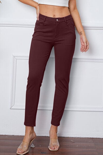 Trendsi Wine / S StretchyStitch Pants by Basic Bae StretchyStitch Pants by Basic Bae